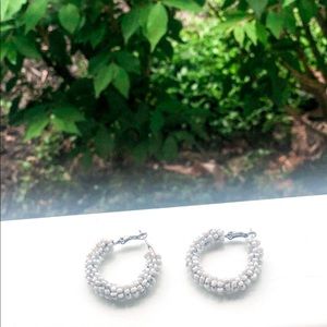 White Beaded Earrings